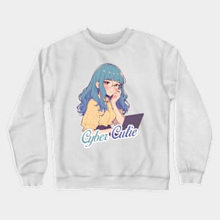 Cartoon girl with laptop Crewneck Sweatshirt